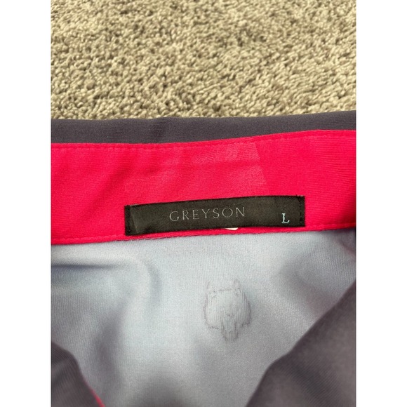 Greyson Polo Shirt Mens Large Pink Gray Starburst Golf Sporty Athleisure Tennis - Picture 3 of 8